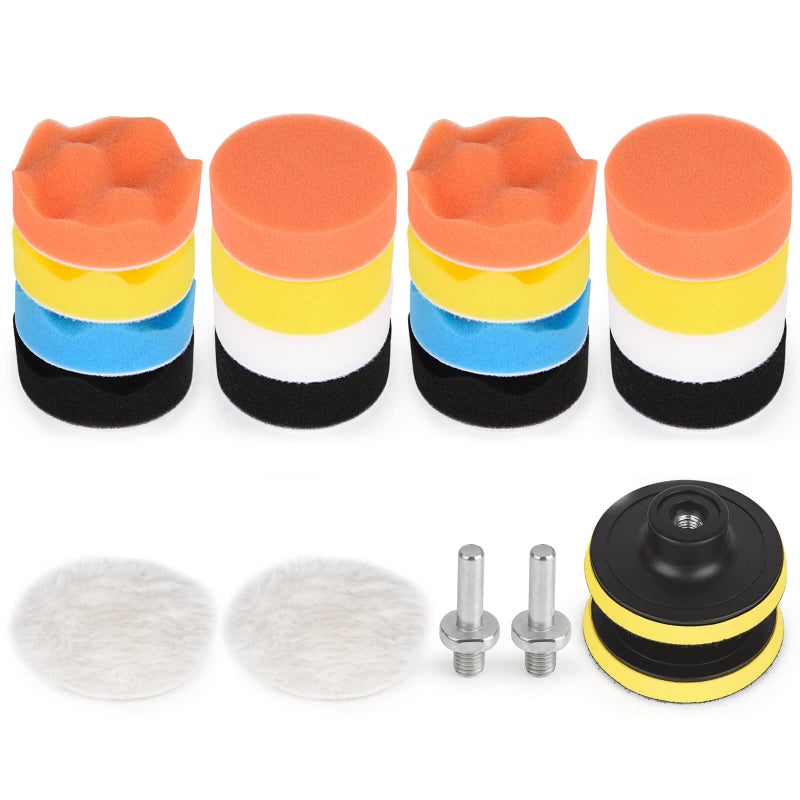 Kshineni Buffing Pads 3 Inch Car Buffer Pad  22 Pcs Drill Polishing Kit  Car Polisher Pads Kit Sponge Pads Foam Drill for Polishing  Sanding  Waxing  Sealing Glaze - Image 1